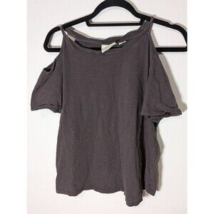 ANTHROPOLOGIE Maeve Gray Cold Shoulder Top Tee Boho Artsy Minimalist Medium M